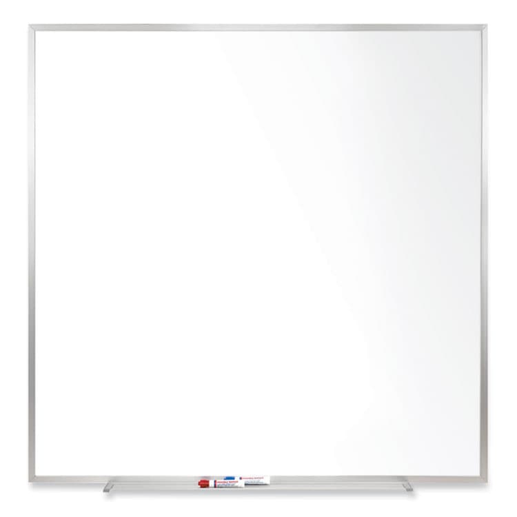 GHENT MANUFACTURING, Magnetic Porcelain Whiteboard with Aluminum Frame, 48.5" x 48.5", White Surface, Satin Aluminum Frame (GHEM1444)