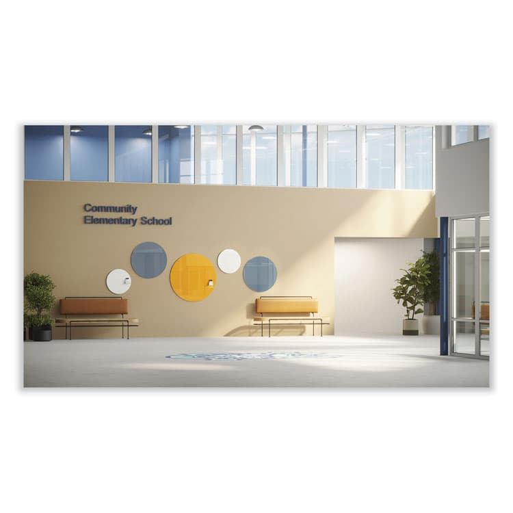 GHENT MANUFACTURING, Coda Low Profile Circular Non-Magnetic Glassboard, 24" x 24", White Surface (GHECDAGN24WH) thumbnail 2