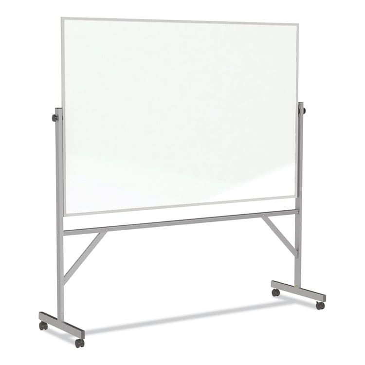 GHENT MANUFACTURING, Reversible Magnetic Porcelain Whiteboard with Aluminum Frame, 101.25" x 78.25", White Surface, Satin Aluminum Frame (GHEARM1M148)