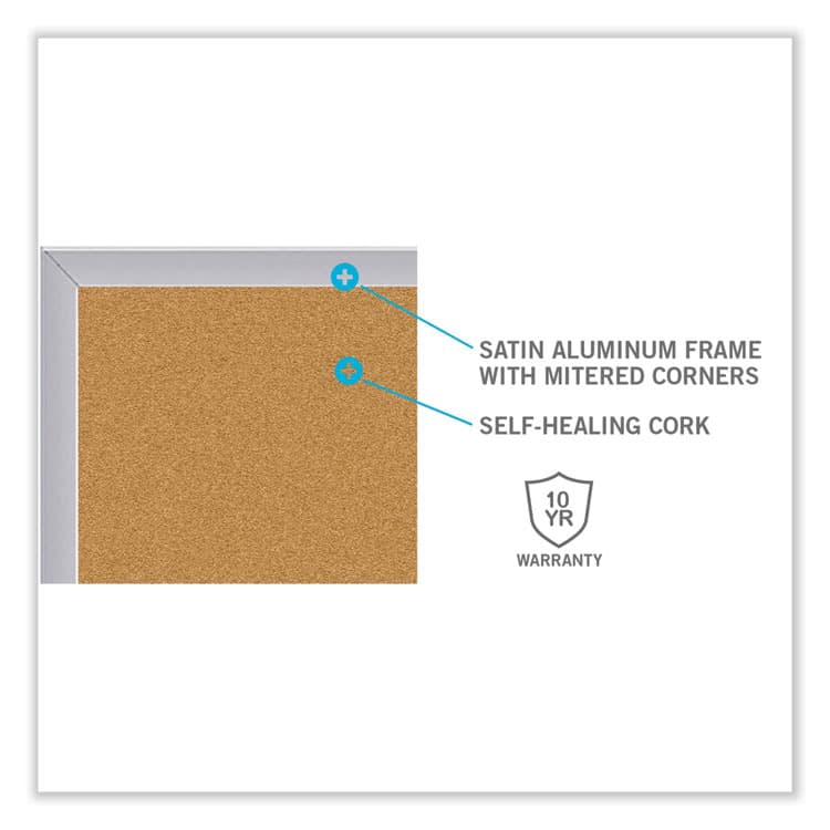 GHENT MANUFACTURING, Aluminum-Frame Natural Corkboard, 46.5" x 36", Tan Surface, Satin Aluminum Frame (GHE13341) thumbnail 3
