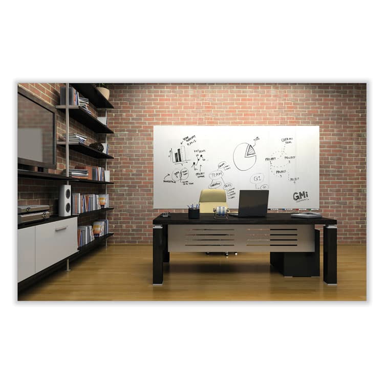 GHENT MANUFACTURING, Aria Low-Profile Frameless Magnetic Glassboard, 96" x 48", White Surface (GHEARIASM48WH) thumbnail 4