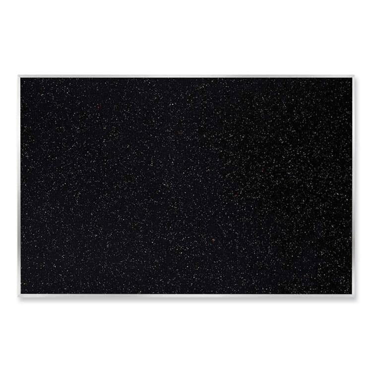 GHENT MANUFACTURING, Aluminum-Frame Recycled Rubber Bulletin Boards, 72.5" x 48.5", Confetti Surface, Satin Aluminum Frame (GHEATR46CF)