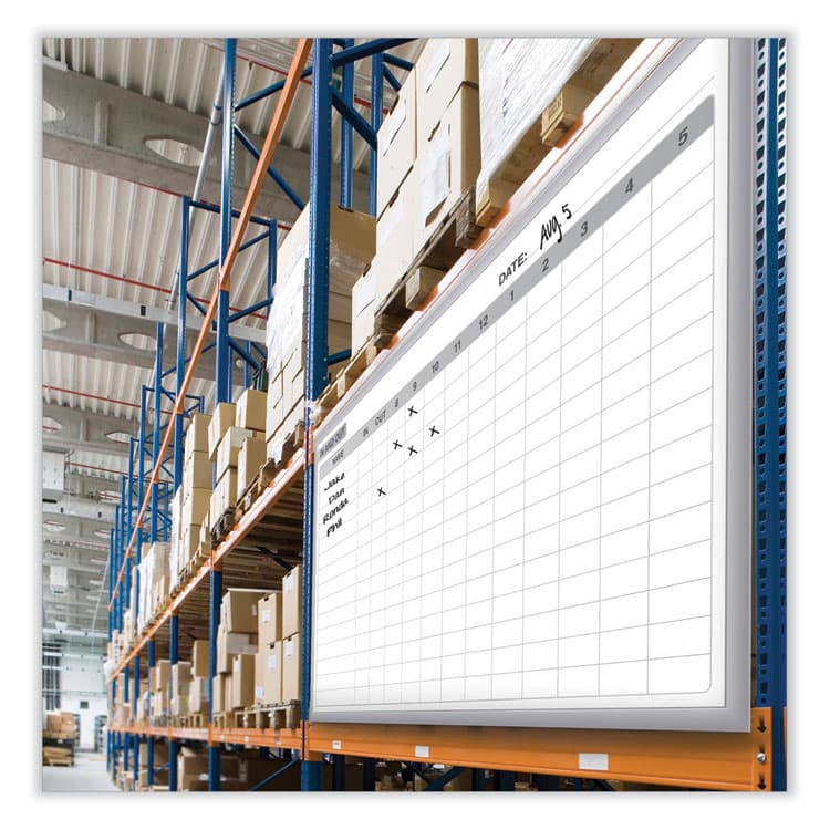 GHENT MANUFACTURING, In/Out Magnetic Whiteboard, Personnel In/Out Tracking Chart, 96.5" x 48.5", White/Gray Surface, Satin Aluminum Frame (GHEGRPM301E48) thumbnail 4