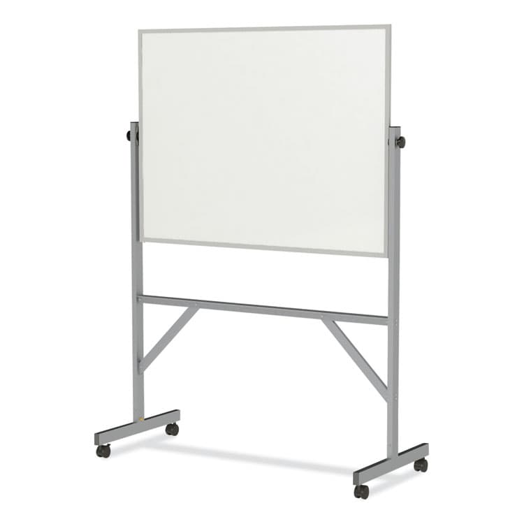 GHENT MANUFACTURING, Reversible Magnetic Porcelain Whiteboard with Aluminum Frame, 53.25" x 72.25", White Surface, Satin Aluminum Frame (GHEARM1M134)