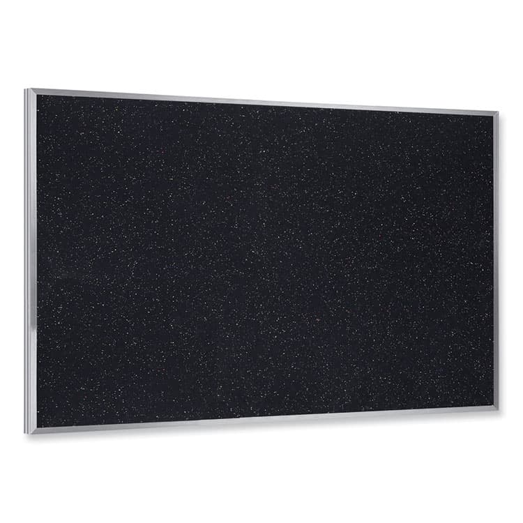 GHENT MANUFACTURING, Aluminum-Frame Recycled Rubber Bulletin Boards, 36" x 24", Confetti Surface, Satin Aluminum Frame (GHEATR23CF)