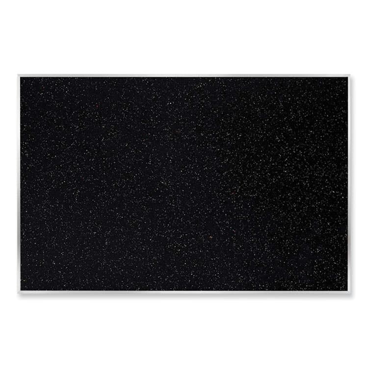 GHENT MANUFACTURING, Aluminum-Frame Recycled Rubber Bulletin Boards, 60.5" x 36.5", Confetti Surface, Satin Aluminum Frame (GHEATR35CF)