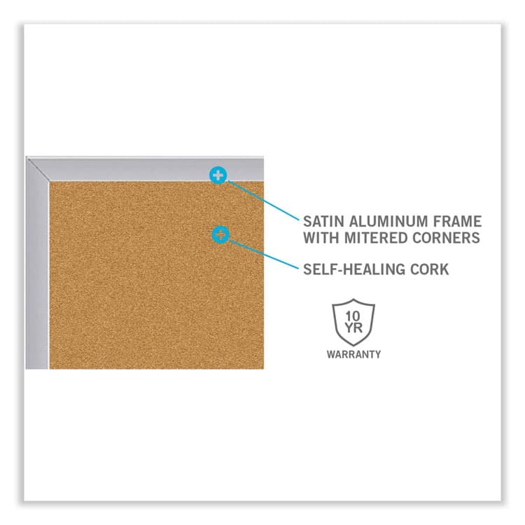 GHENT MANUFACTURING, Aluminum-Frame Natural Corkboard, 96.5" x 48.5", Tan Surface, Satin Aluminum Frame (GHEAK48) thumbnail 4