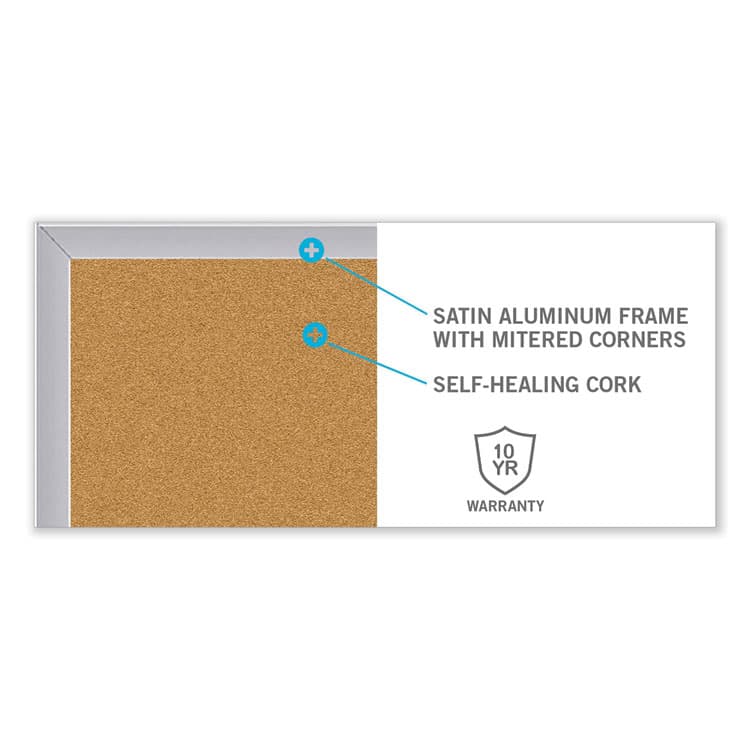 GHENT MANUFACTURING, Aluminum-Frame Natural Corkboard, 72.5" x 48.5", Tan Surface, Satin Aluminum Frame (GHEAK46) thumbnail 4