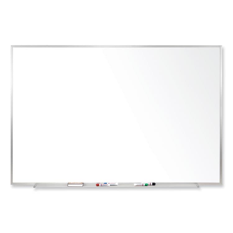 GHENT MANUFACTURING, Magnetic Porcelain Whiteboard with Aluminum Frame, 60.5" x 48.5", White Surface, Satin Aluminum Frame (GHEM1454)