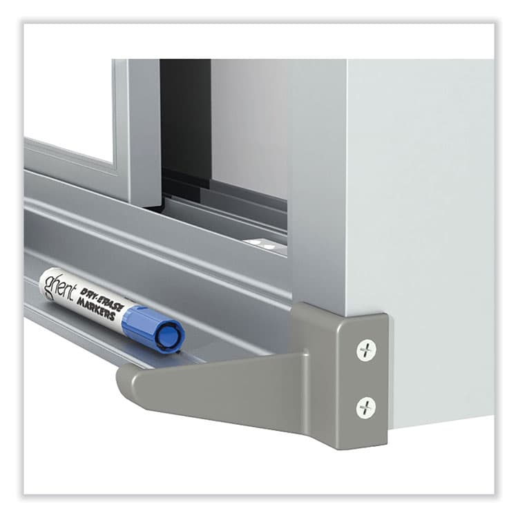 GHENT MANUFACTURING, Horizontal Sliding Porcelain Magnetic Whiteboard, 72" x 48", White Surface, Anodized Aluminum Frame (GHEHSM246) thumbnail 3