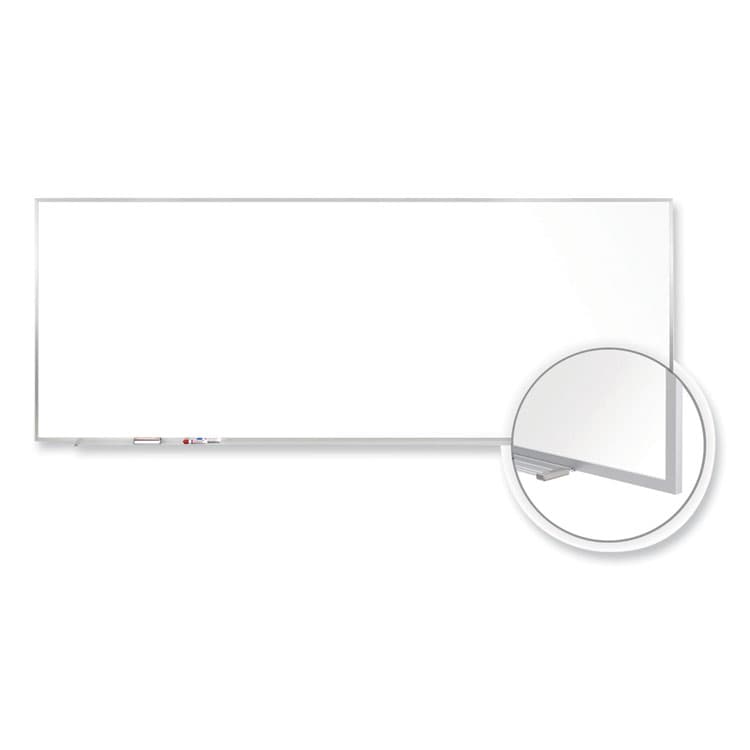 GHENT MANUFACTURING, Magnetic Porcelain Whiteboard with Aluminum Frame, 144.5" x 48.5", White Surface, Satin Aluminum Frame (GHEM14124)