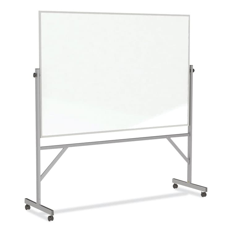 GHENT MANUFACTURING, Reversible Magnetic Porcelain Whiteboard with Aluminum Frame, 77.25" x 78.13", White Surface, Satin Aluminum Frame (GHEARM1M146)