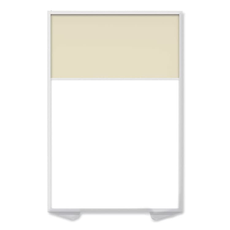 GHENT MANUFACTURING, Floor Partition with Aluminum Frame and 2 Split Panel Infill, 48.06 x 2.04 x 71.86, White/Carmel (GHEMP7248208A) thumbnail 2