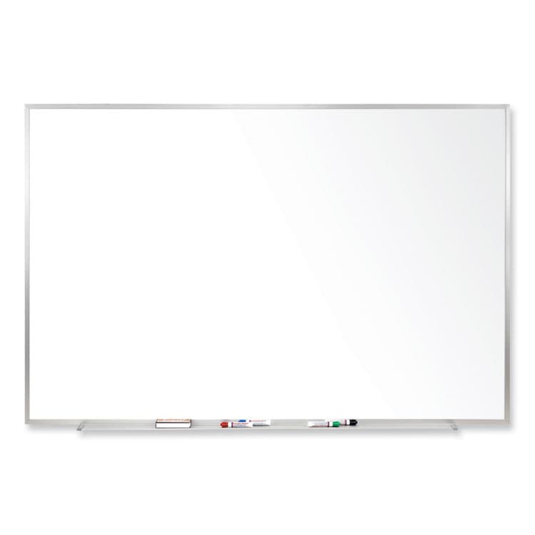 GHENT MANUFACTURING, Magnetic Porcelain Whiteboard with Aluminum Frame, 120.5" x 48.5", White Surface, Satin Aluminum Frame (GHEM14104)