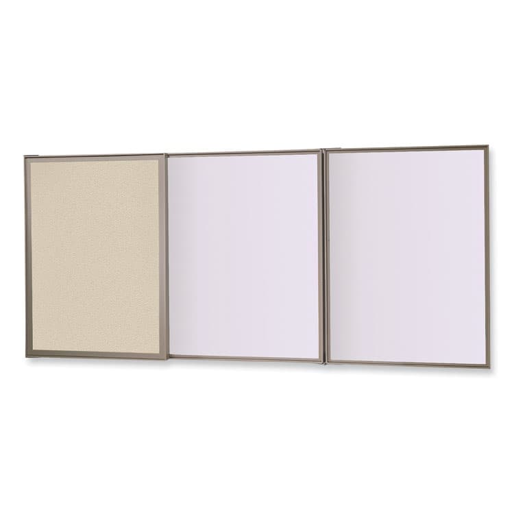 GHENT MANUFACTURING, VisuALL PC Whiteboard Cabinet with Fabric Bulletin Board Exterior Doors, 36" x 24", Beige/White Surface, Satin Aluminum Frame (GHE41300) thumbnail 2