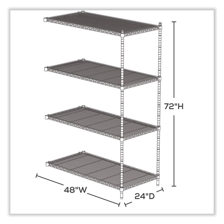 SAFCO PRODUCTS Industrial Add-On Unit, Four-Shelf, 48w x 24d x 72h, Steel, Black (SAF5295BL) thumbnail 4
