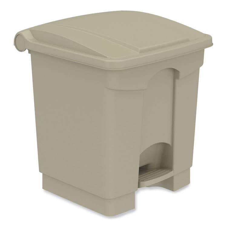 SAFCO PRODUCTS Plastic Step-On Receptacle, 8 gal, Metal, Tan (SAF9924TN)