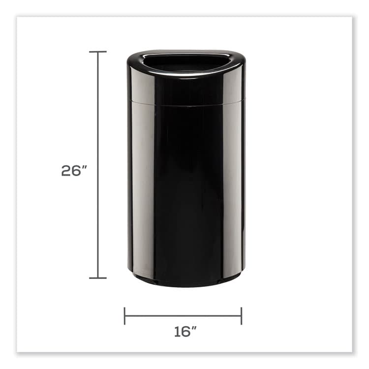 SAFCO PRODUCTS Open Top Oval Waste Receptacle, 14 gal, Steel, Black (SAF9921BL) thumbnail 3