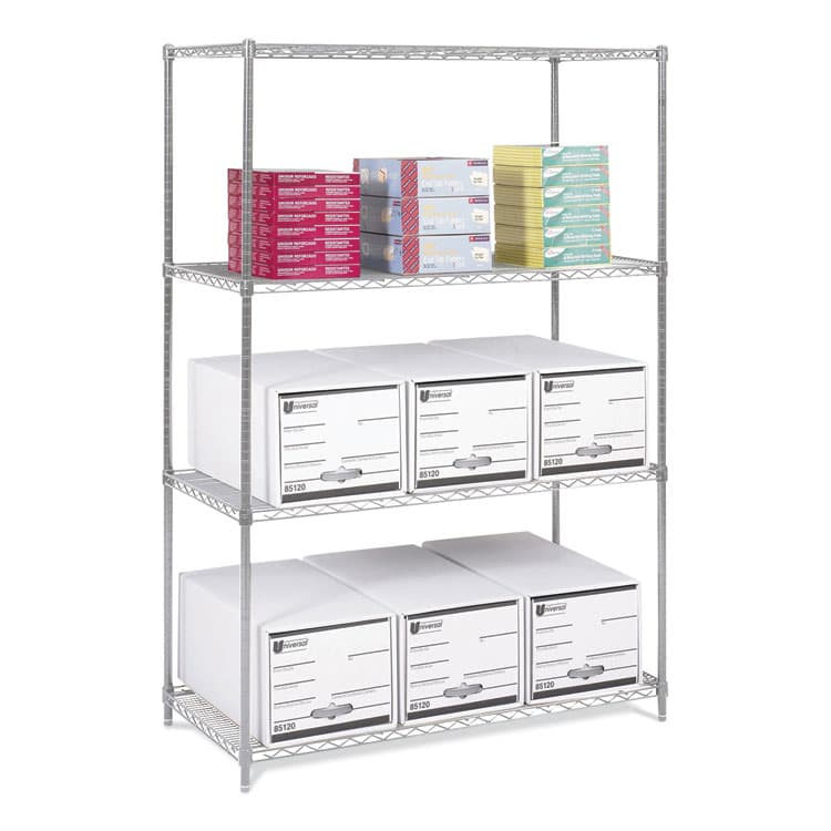SAFCO PRODUCTS Industrial Wire Shelving, Four-Shelf, 48w x 24d x 72h, Metallic Gray (SAF5294GR) thumbnail 2