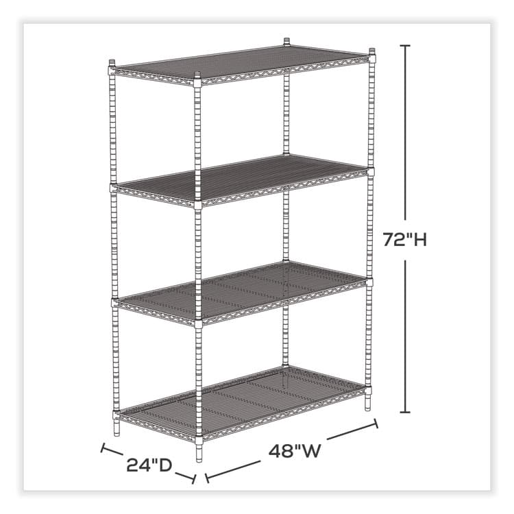 SAFCO PRODUCTS Industrial Wire Shelving, Four-Shelf, 48w x 24d x 72h, Black (SAF5294BL) thumbnail 4