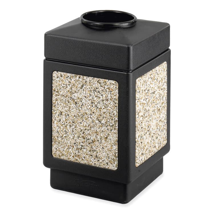 SAFCO PRODUCTS Canmeleon Aggregate Panel Receptacles, Top-Open, 38 gal, Polyethylene, Black (SAF9471NC)
