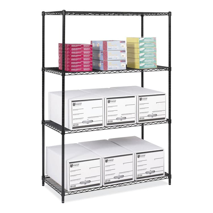 SAFCO PRODUCTS Industrial Wire Shelving, Four-Shelf, 48w x 24d x 72h, Black (SAF5294BL) thumbnail 2