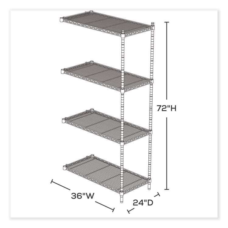 SAFCO PRODUCTS Industrial Add-On Unit, Four-Shelf, 36w x 24d x 72h, Steel, Black (SAF5289BL) thumbnail 4