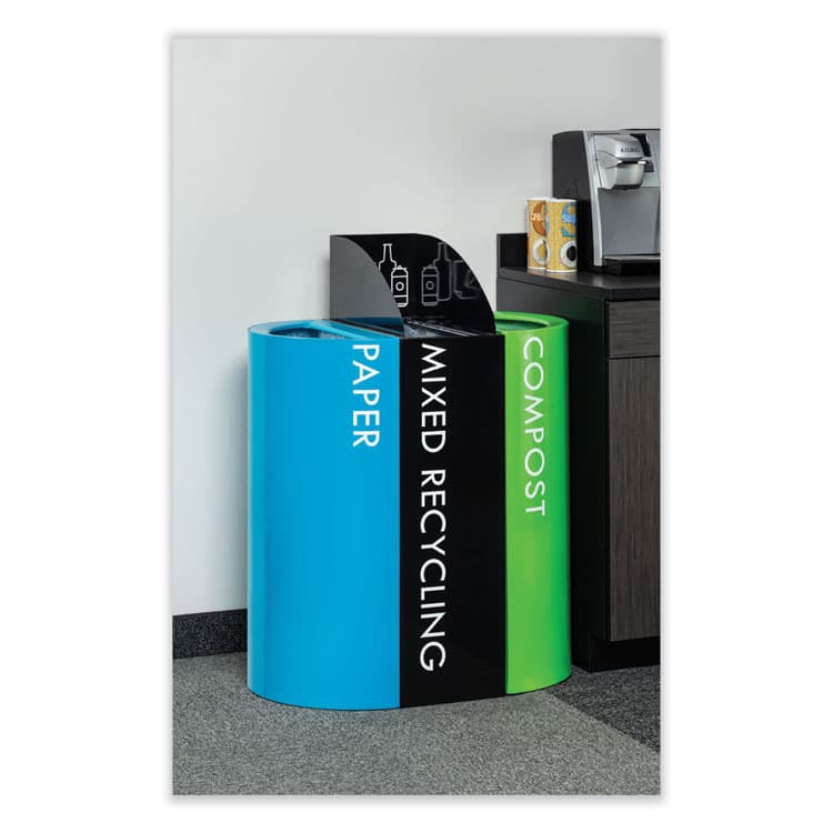 SAFCO PRODUCTS Mixx Recycling Center Rectangular Receptacle, 29 gal, Steel, Black (SAF9448BL) thumbnail 4