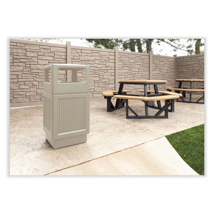 SAFCO PRODUCTS Canmeleon Recessed Panel Receptacles, Side-Open, 38 gal, Polyethylene, Tan (SAF9476TN) thumbnail 4