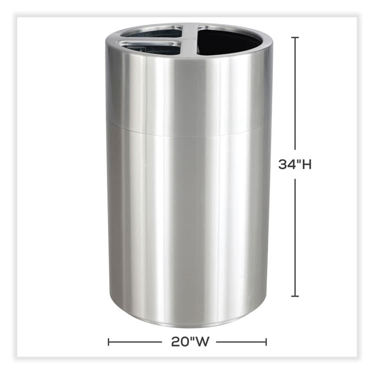 SAFCO PRODUCTS Triple Recycling Receptacle, 40 gal, Steel, Brushed Aluminum (SAF9941SS) thumbnail 2