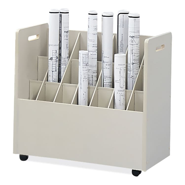 SAFCO PRODUCTS Mobile Roll File, 21 Compartments, 30.25w x 15.75d x 29.25h, Tan (SAF3043) thumbnail 3