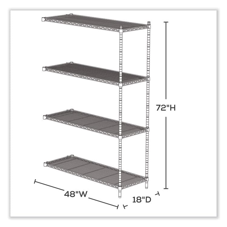SAFCO PRODUCTS Industrial Add-On Unit, Four-Shelf, 48w x 18d x 72h, Steel, Metallic Gray (SAF5292GR) thumbnail 2