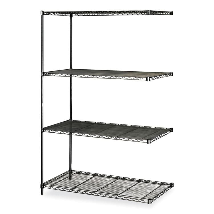 SAFCO PRODUCTS Industrial Add-On Unit, Four-Shelf, 48w x 24d x 72h, Steel, Black (SAF5295BL)