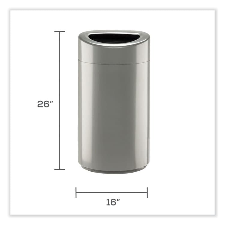 SAFCO PRODUCTS Open Top Oval Waste Receptacle, 14 gal, Steel, Silver (SAF9921SL) thumbnail 3