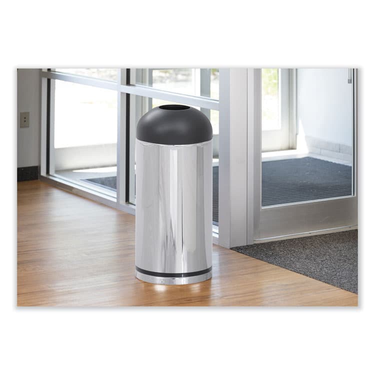 SAFCO PRODUCTS Waste Receptacle, 15 gal, Steel, Stainless Steel/Black (SAF9871) thumbnail 3