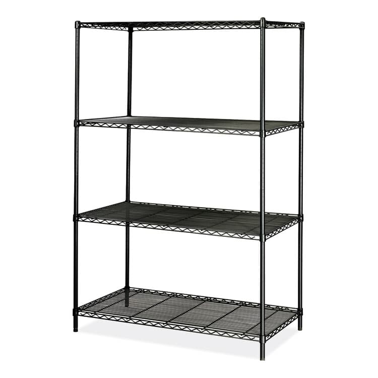 SAFCO PRODUCTS Industrial Wire Shelving, Four-Shelf, 48w x 24d x 72h, Black (SAF5294BL)