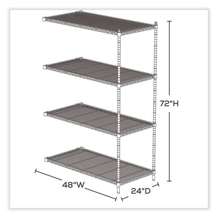 SAFCO PRODUCTS Industrial Add-On Unit, Four-Shelf, 48w x 24d x 72h, Steel, Metallic Gray (SAF5295GR) thumbnail 4