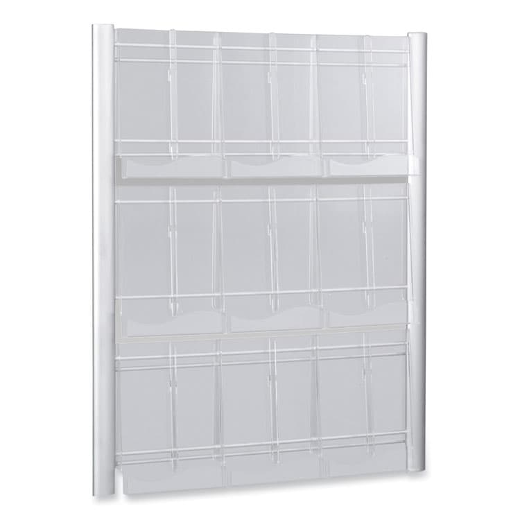 SAFCO PRODUCTS Luxe Magazine Rack, 9 Compartments, 31.75w x 5d x 41h, Clear/Silver (SAF4134SL)