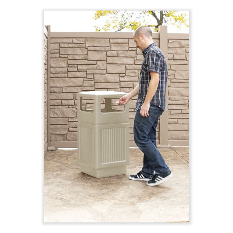 SAFCO PRODUCTS Canmeleon Recessed Panel Receptacles, Side-Open, 38 gal, Polyethylene, Tan (SAF9476TN) thumbnail 2