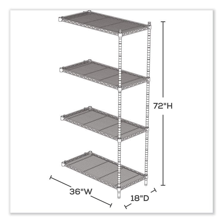 SAFCO PRODUCTS Industrial Add-On Unit, Four-Shelf, 36w x 18d x 72h, Steel, Metallic Gray (SAF5286GR) thumbnail 4