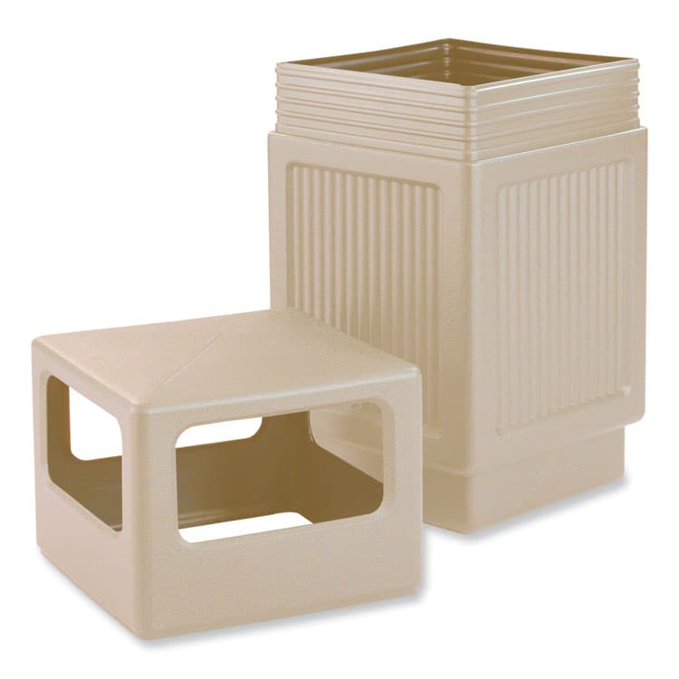 SAFCO PRODUCTS Canmeleon Recessed Panel Receptacles, Side-Open, 38 gal, Polyethylene, Tan (SAF9476TN) thumbnail 3