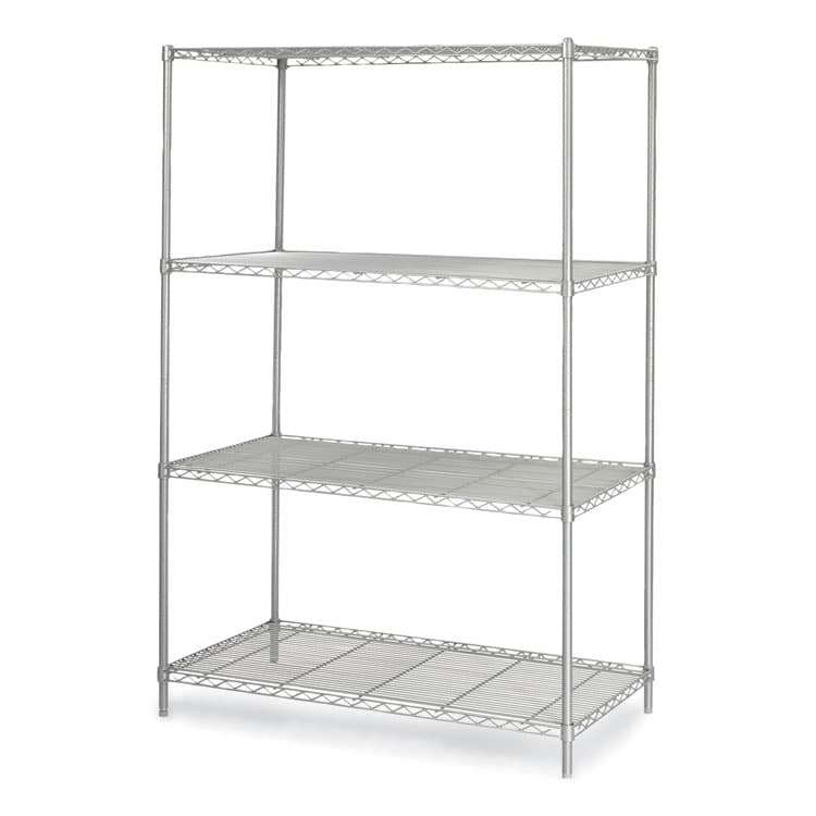 SAFCO PRODUCTS Industrial Wire Shelving, Four-Shelf, 48w x 24d x 72h, Metallic Gray (SAF5294GR)