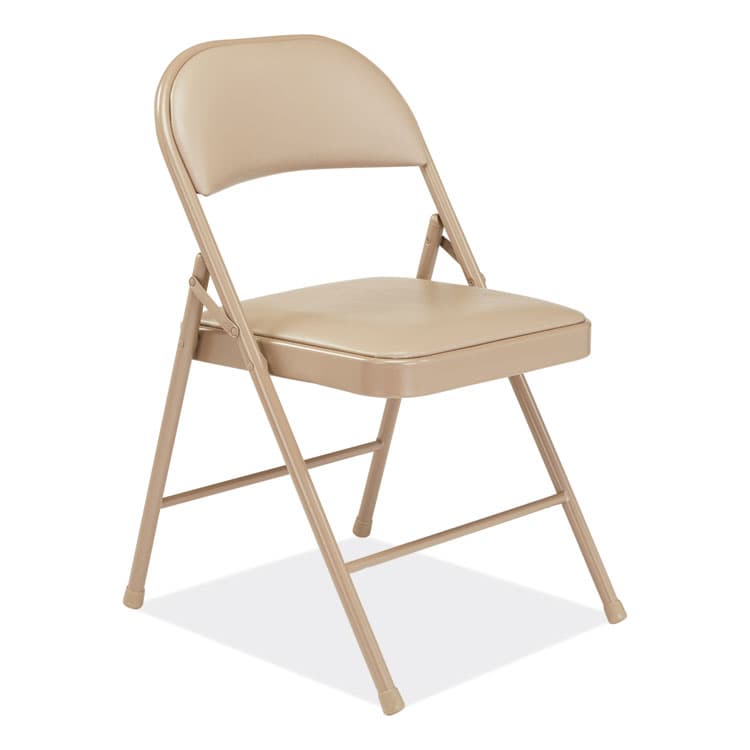 NATIONAL PUBLIC SEATING 950 Series Vinyl Padded Steel Folding Chair, Supports Up to 250 lb, 17.75" Seat Height, Beige, 4/Carton (NPS951) thumbnail 2