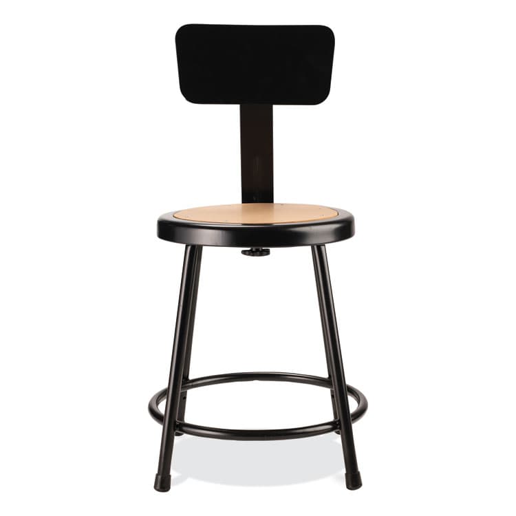 NATIONAL PUBLIC SEATING 6200 Series Heavy Duty Stool with Backrest, Supports Up to 500 lb, 18" Seat Height, Brown Seat, Black Back/Base (NPS6218B10) thumbnail 2