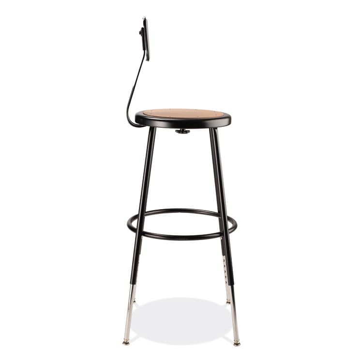 NATIONAL PUBLIC SEATING 6200 Series 25" to 33" Height Adjustable Heavy Duty Stool with Backrest, Supports Up to 500 lb, Brown Seat, Black Base (NPS6224HB10) thumbnail 3