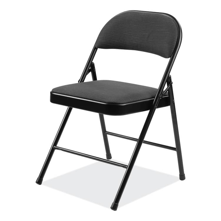 NATIONAL PUBLIC SEATING 970 Series Fabric Padded Steel Folding Chair, Supports Up to 250 lb, 17.75" Seat Height, Star Trail Black, 4/Carton (NPS970) thumbnail 3