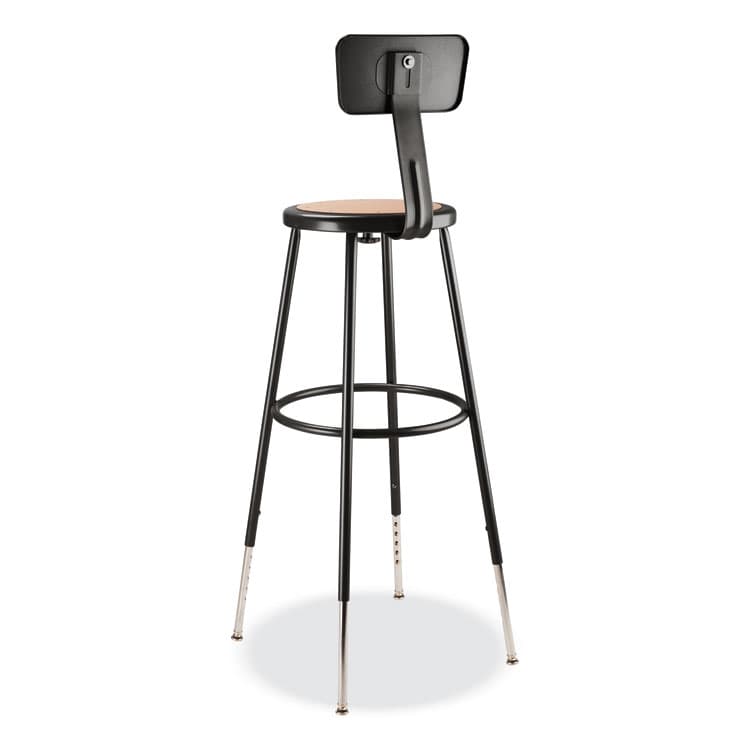 NATIONAL PUBLIC SEATING 6200 Series 32"-39" Height Adjustable Heavy Duty Stool With Backrest, Supports Up to 500 lb, Brown Seat, Black Base (NPS6230HB10) thumbnail 4