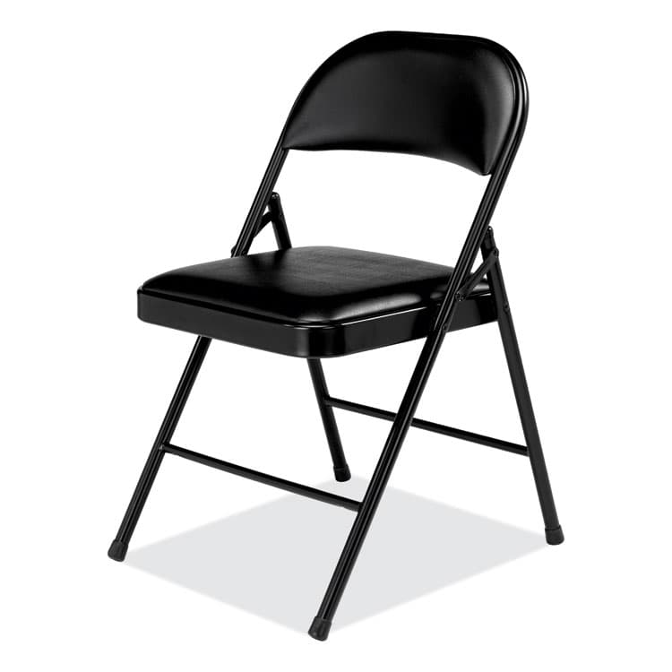 NATIONAL PUBLIC SEATING 950 Series Vinyl Padded Steel Folding Chair, Supports Up to 250 lb, 17.75" Seat Height, Black, 4/Carton (NPS950) thumbnail 3