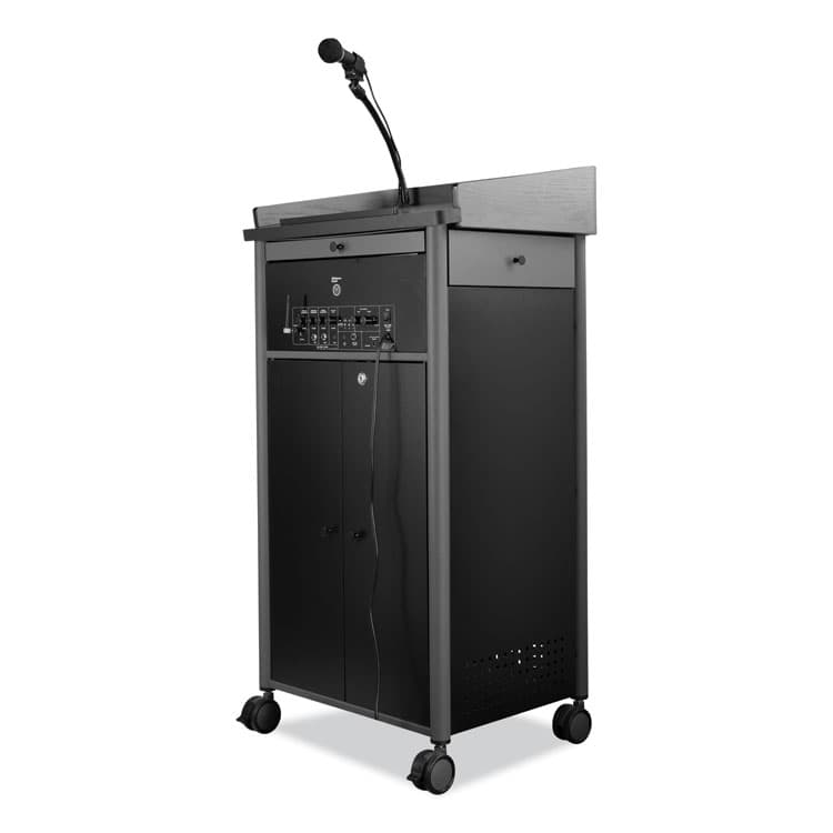 NATIONAL PUBLIC SEATING Greystone Lectern with Sound, 23.5 x 19.25 x 45.5, Charcoal Gray (NPSGSLS) thumbnail 3