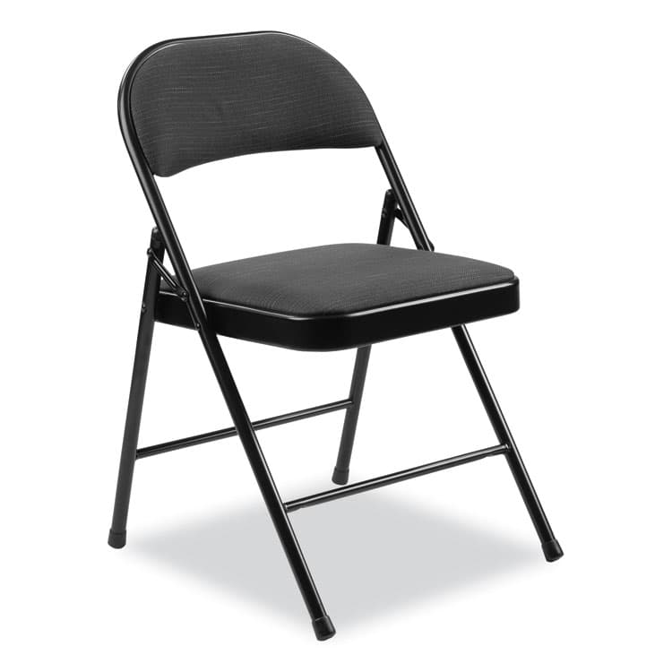 NATIONAL PUBLIC SEATING 970 Series Fabric Padded Steel Folding Chair, Supports Up to 250 lb, 17.75" Seat Height, Star Trail Black, 4/Carton (NPS970) thumbnail 2